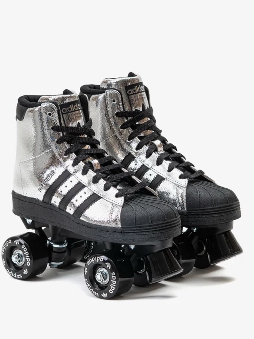 ADIDAS WOMEN SUPERSTAR 82 ROLLER SKATES in SILVER METALLIC NWT